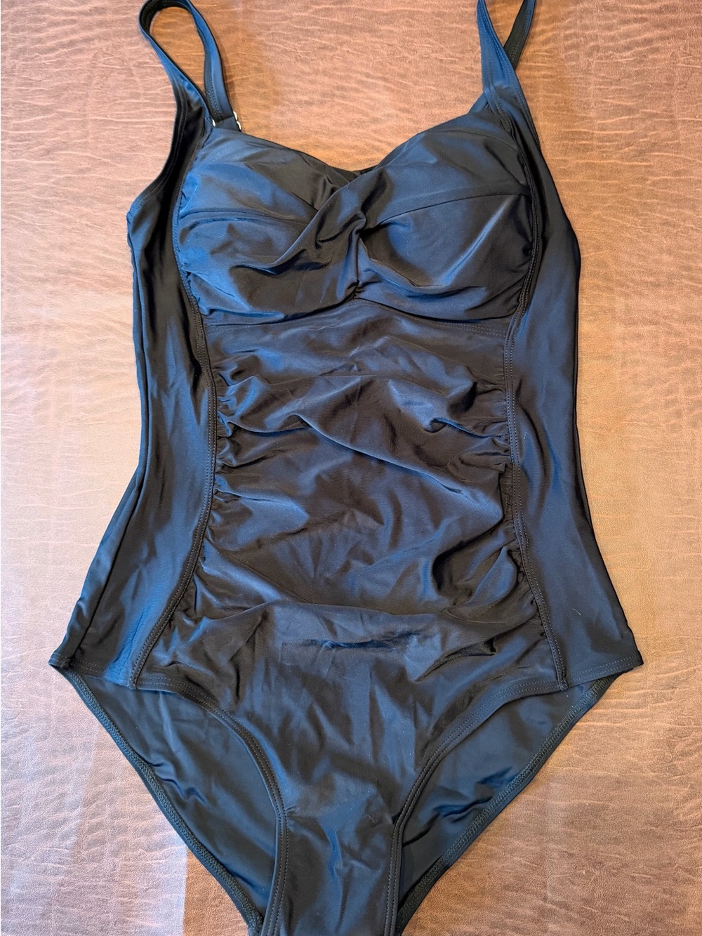 Women's Black Ruched One-Piece Swimsuit